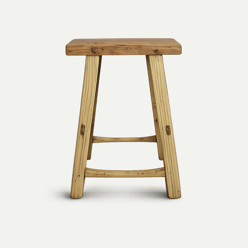 Wooden stool on a white background