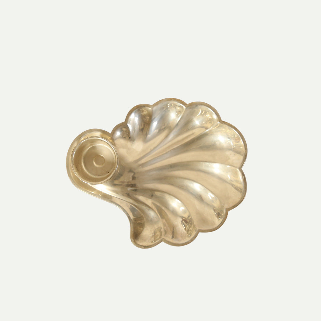 Silver-Plated Shell Dish with Cup Holder