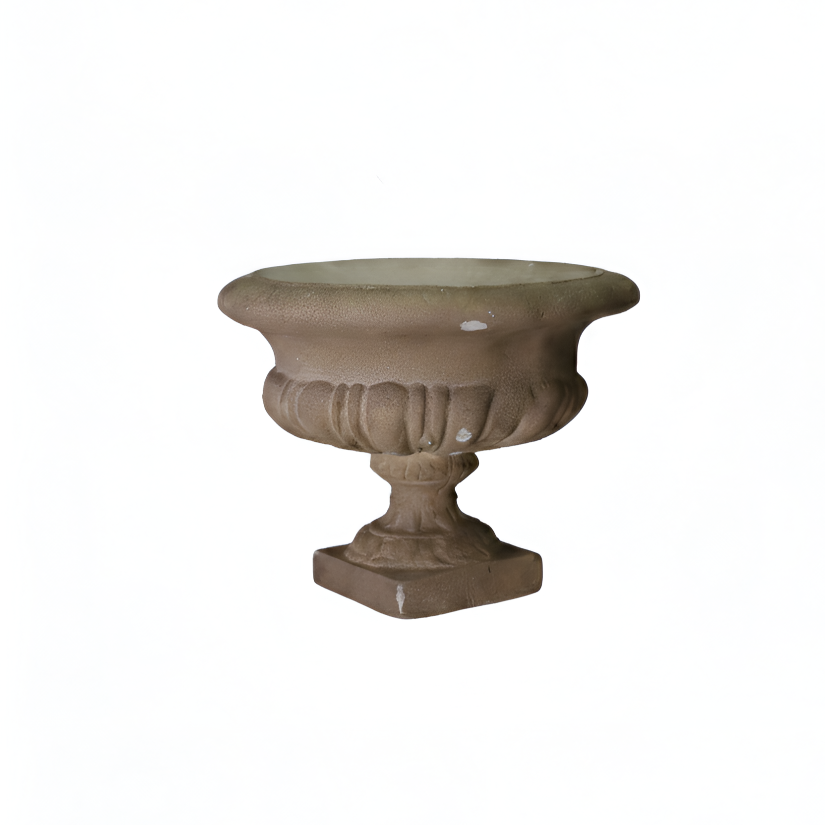 Decorative stone urn on a white background