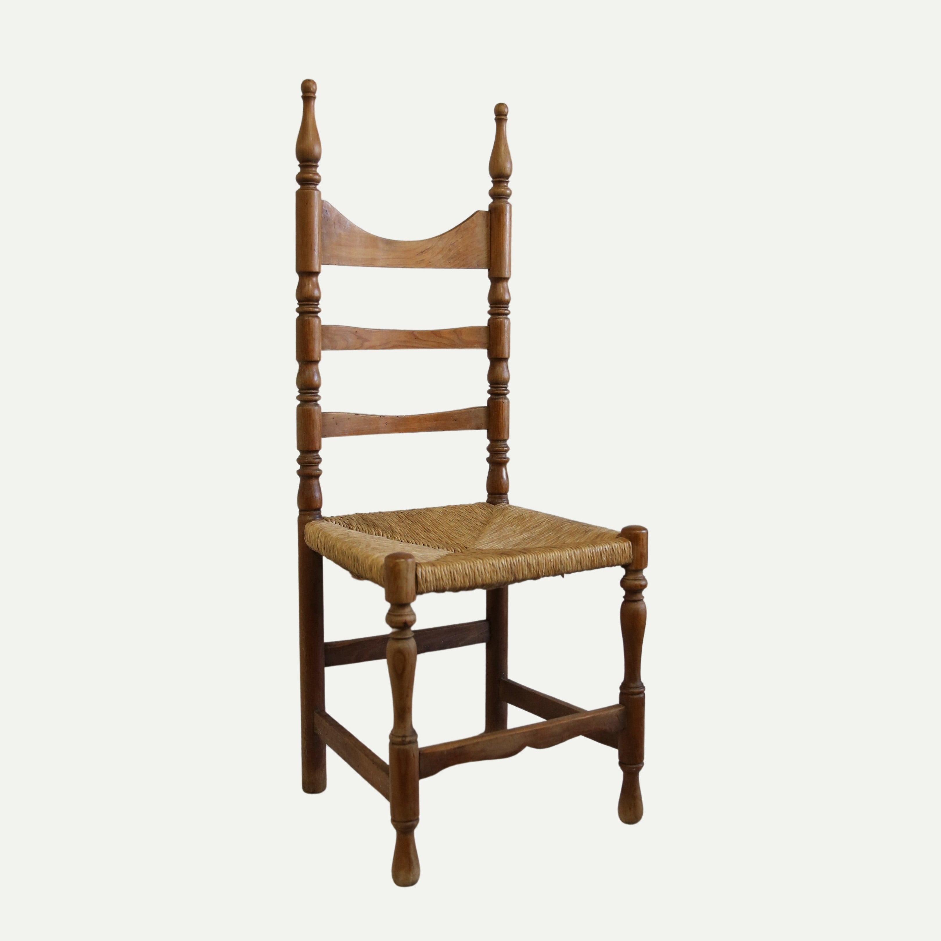Ladder-Back Chair with Woven Rush Seat