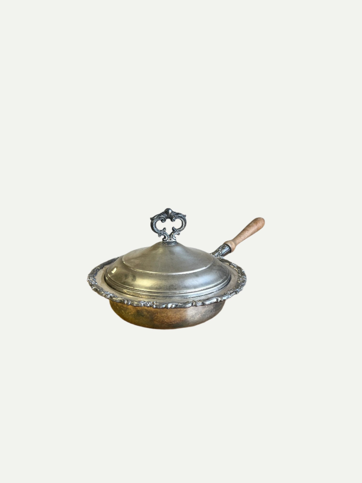 Silver-Plated Serving Pan with Ornate Lid