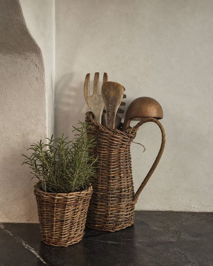 Slanted Rattan Vase