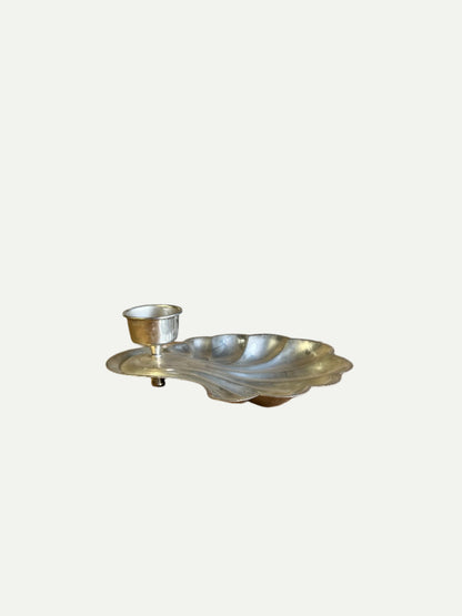 Silver-Plated Shell Dish with Cup Holder