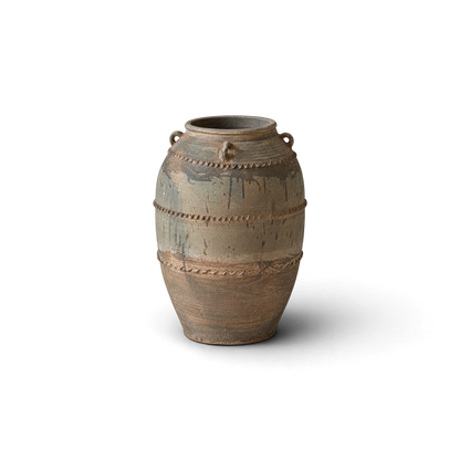 Brown Ribbed Jar I