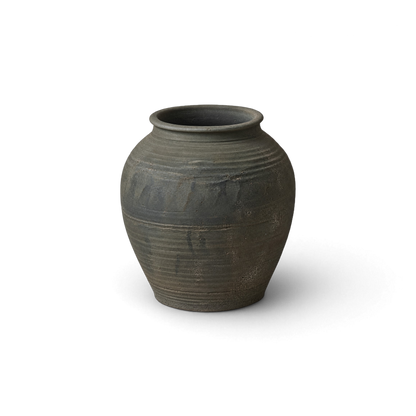 Charcoal Ribbed Jar