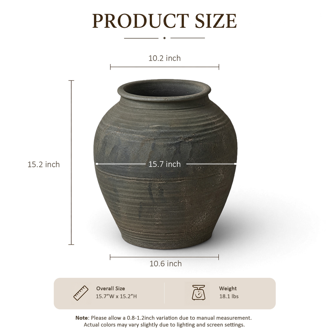 Charcoal Ribbed Jar