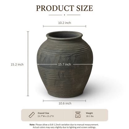 Charcoal Ribbed Jar
