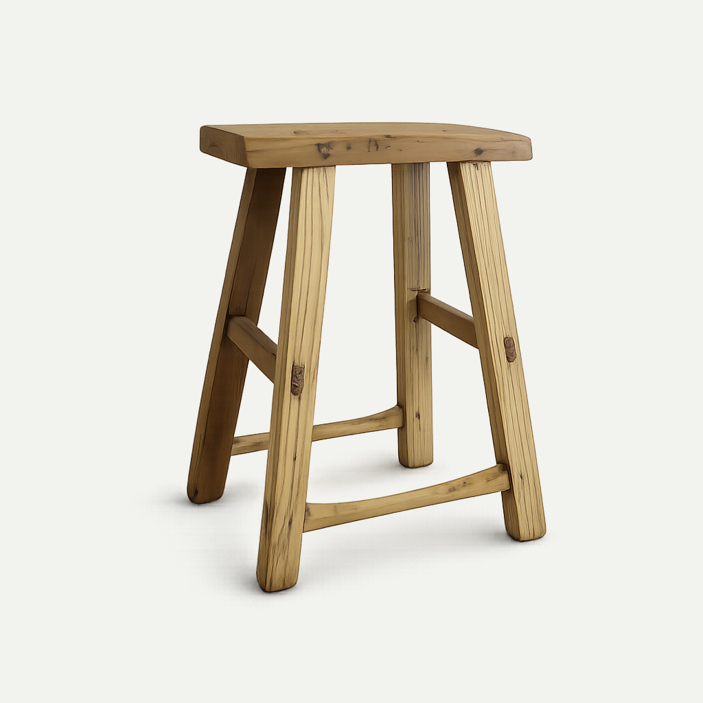 Wooden stool on a white background
