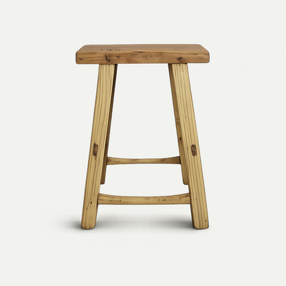 Wooden stool on a white background