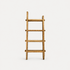 Wooden ladder shelf on a white background
