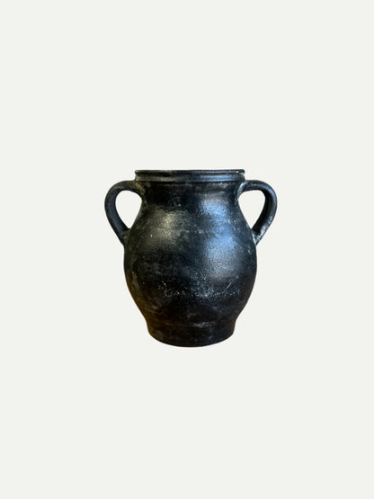 Black Clay Jar with Handles