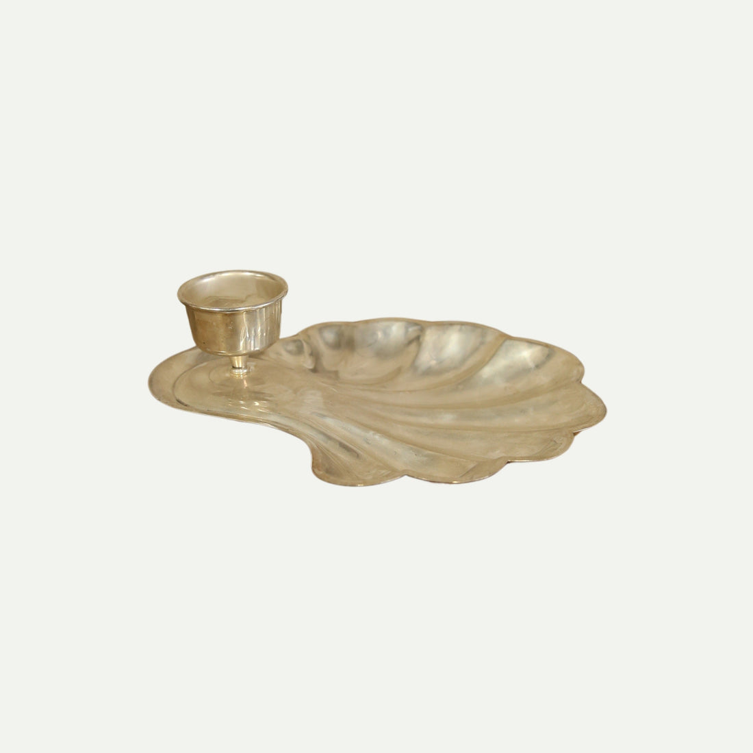 Silver-Plated Shell Dish with Cup Holder