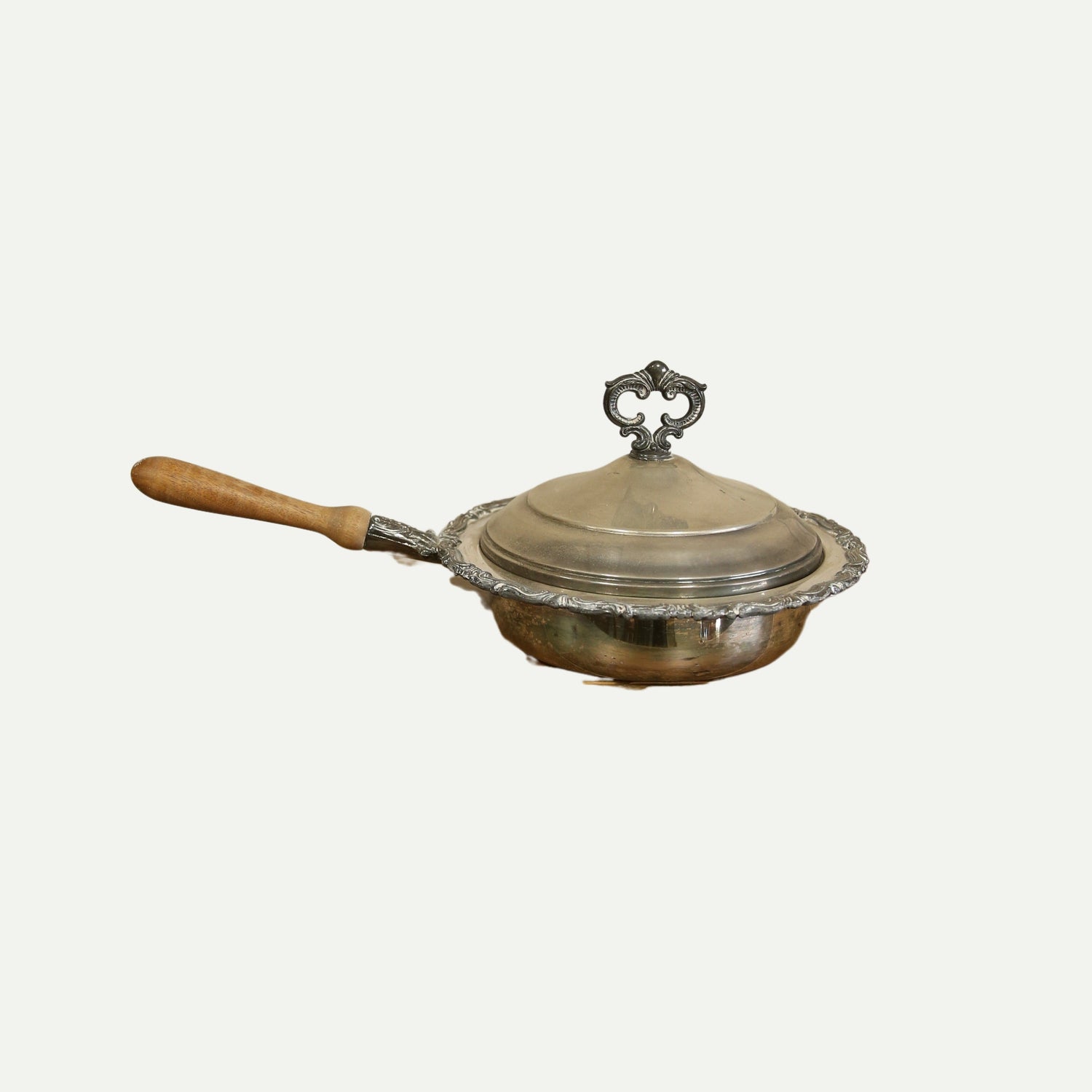 Silver-Plated Serving Pan with Ornate Lid