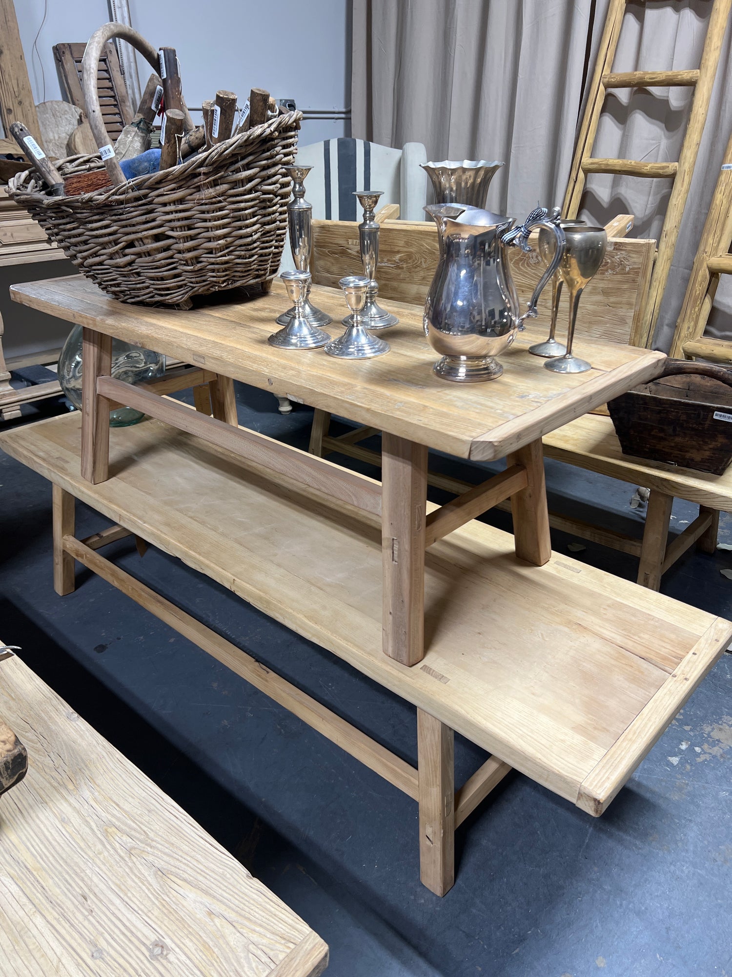 Natural rustic wooden table