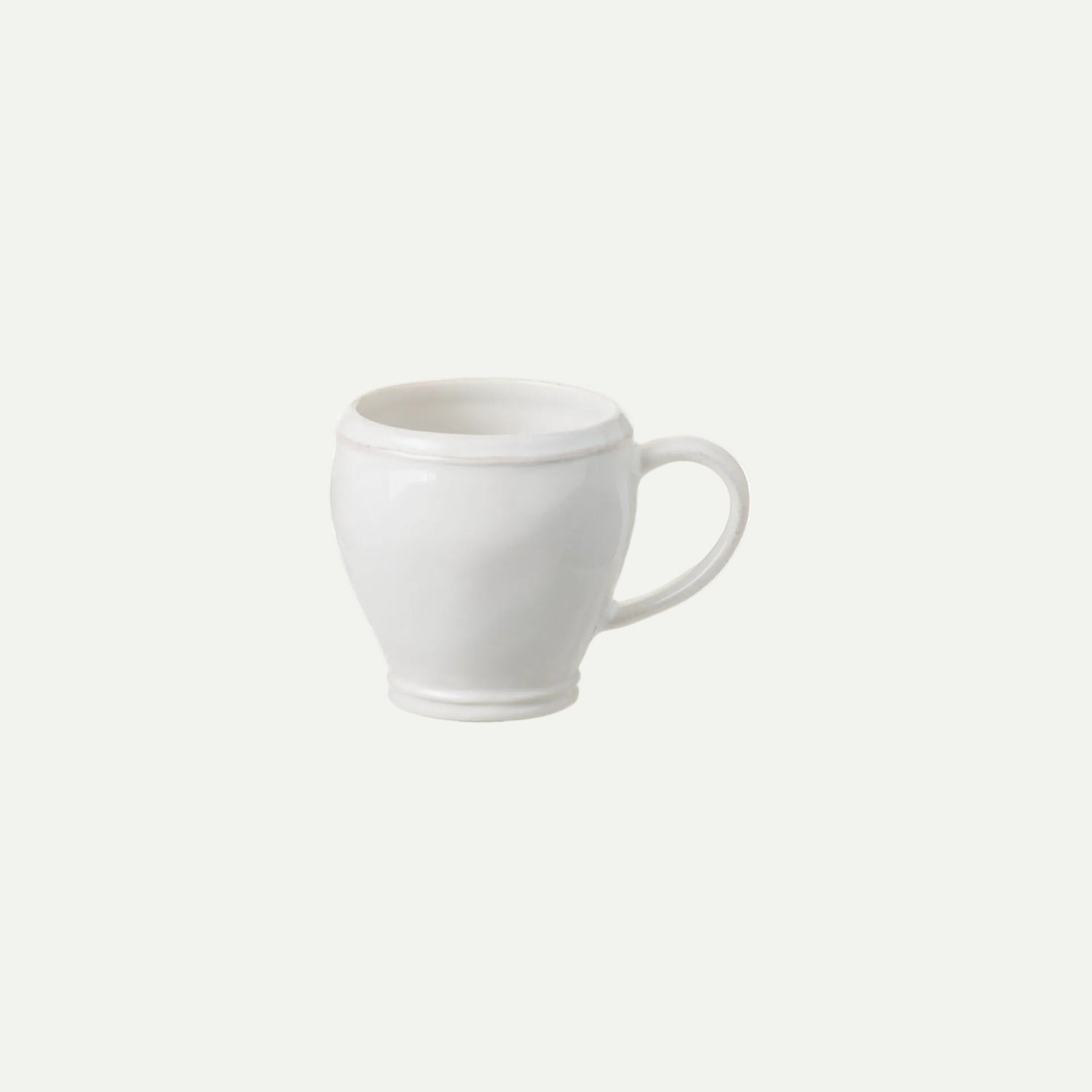 White ceramic mug on a white background
