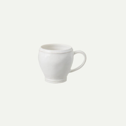 White ceramic mug on a white background