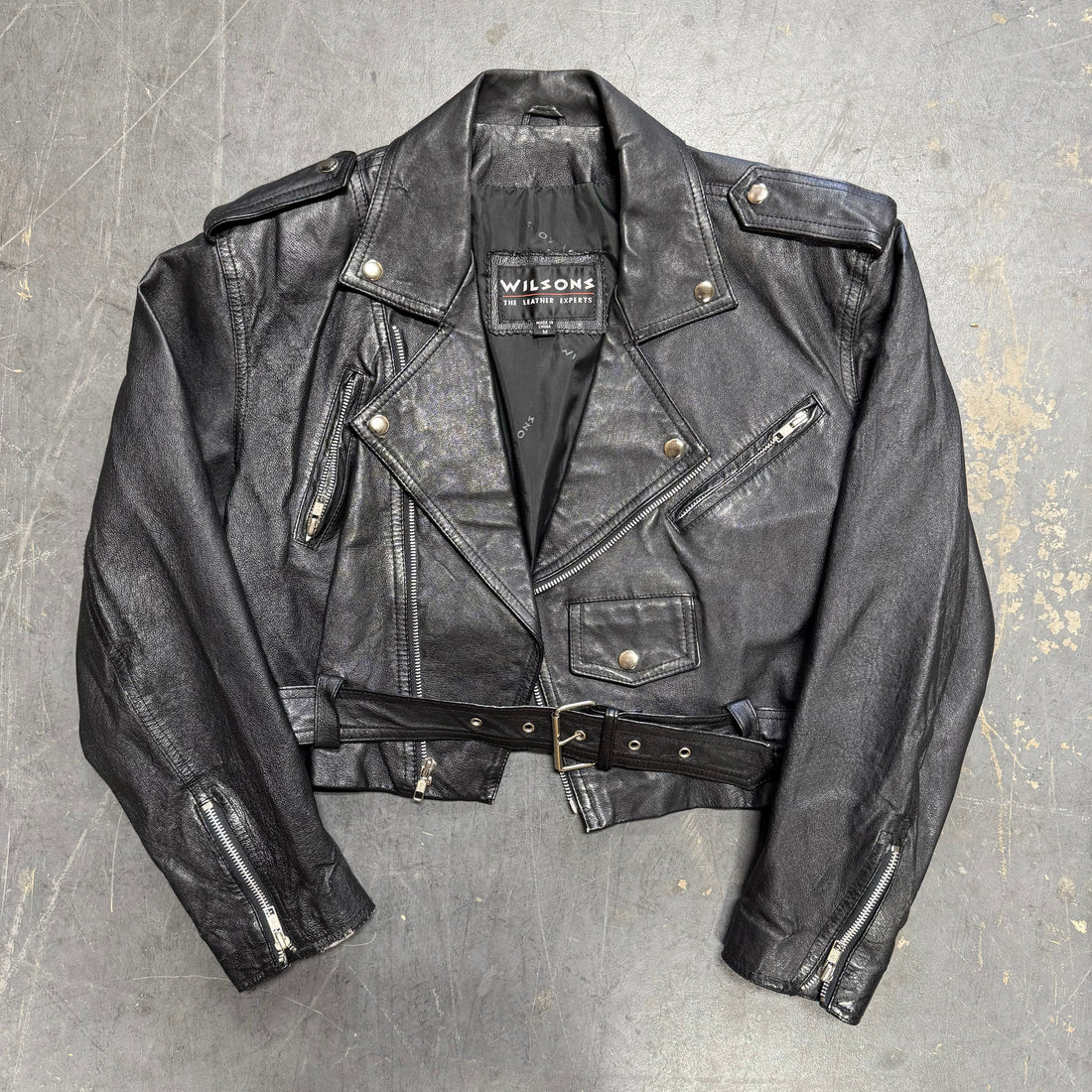 Vintage Wilson’s Leather half-cut biker Jacket