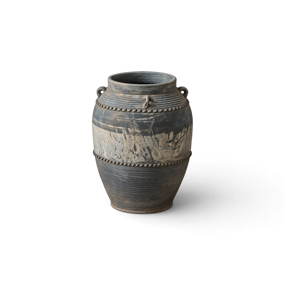 Gray Carved Band Jar