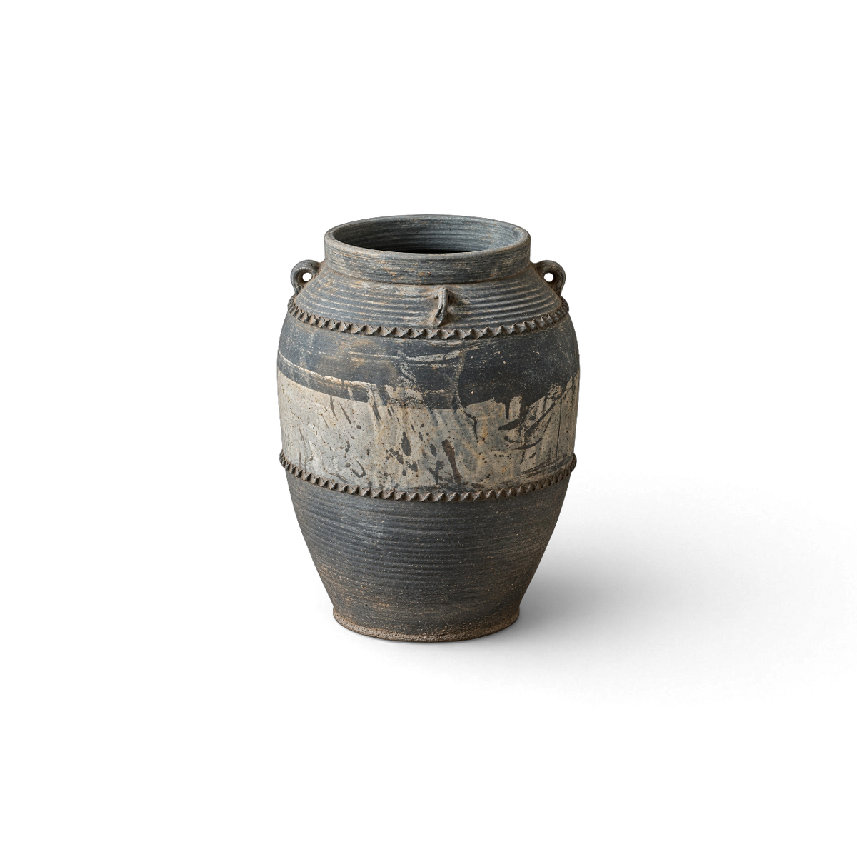 Gray Carved Band Jar