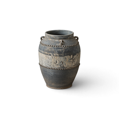 Gray Carved Band Jar