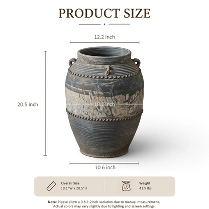 Gray Carved Band Jar