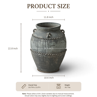Gray Carved Shoulder Jar