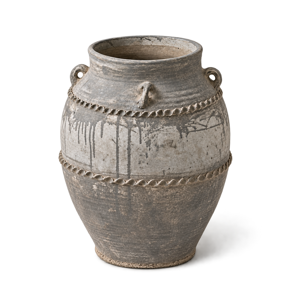 Gray Carved Shoulder Jar