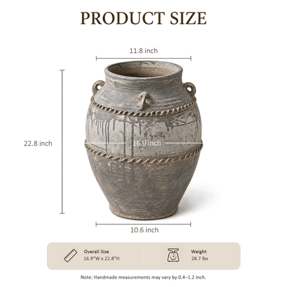 Gray Carved Shoulder Jar