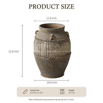 Gray Carved Shoulder Jar