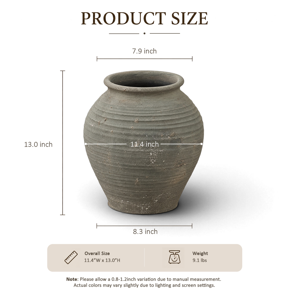 Gray Narrow-Neck Jar
