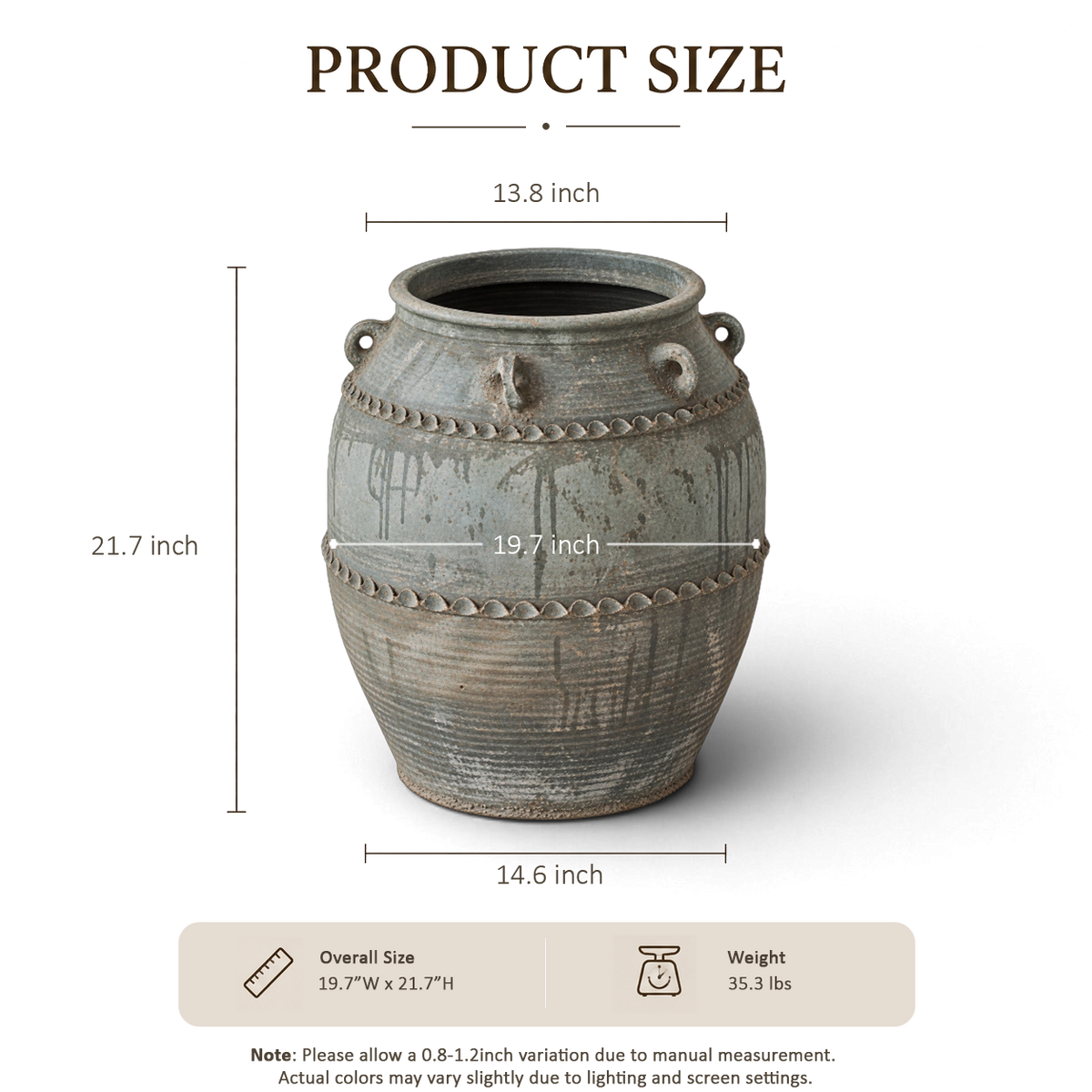 Gray Whitewashed Jar