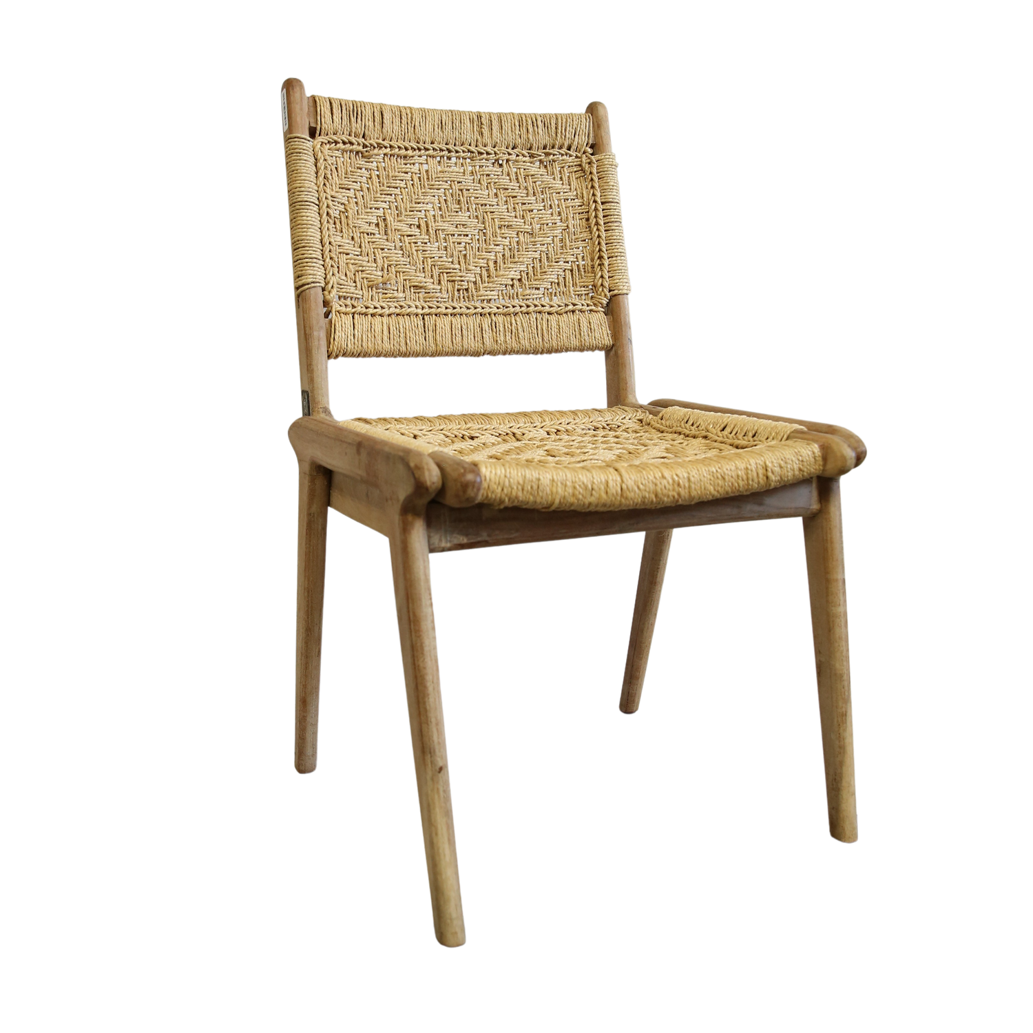 Handwoven Rattan and Wood Dining Chair