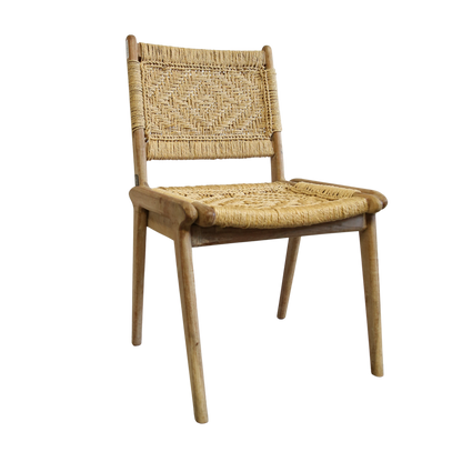 Handwoven Rattan and Wood Dining Chair