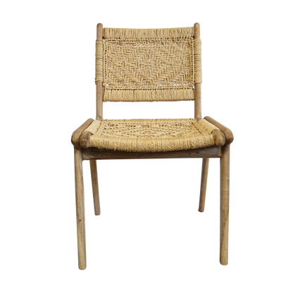 Handwoven Rattan and Wood Dining Chair