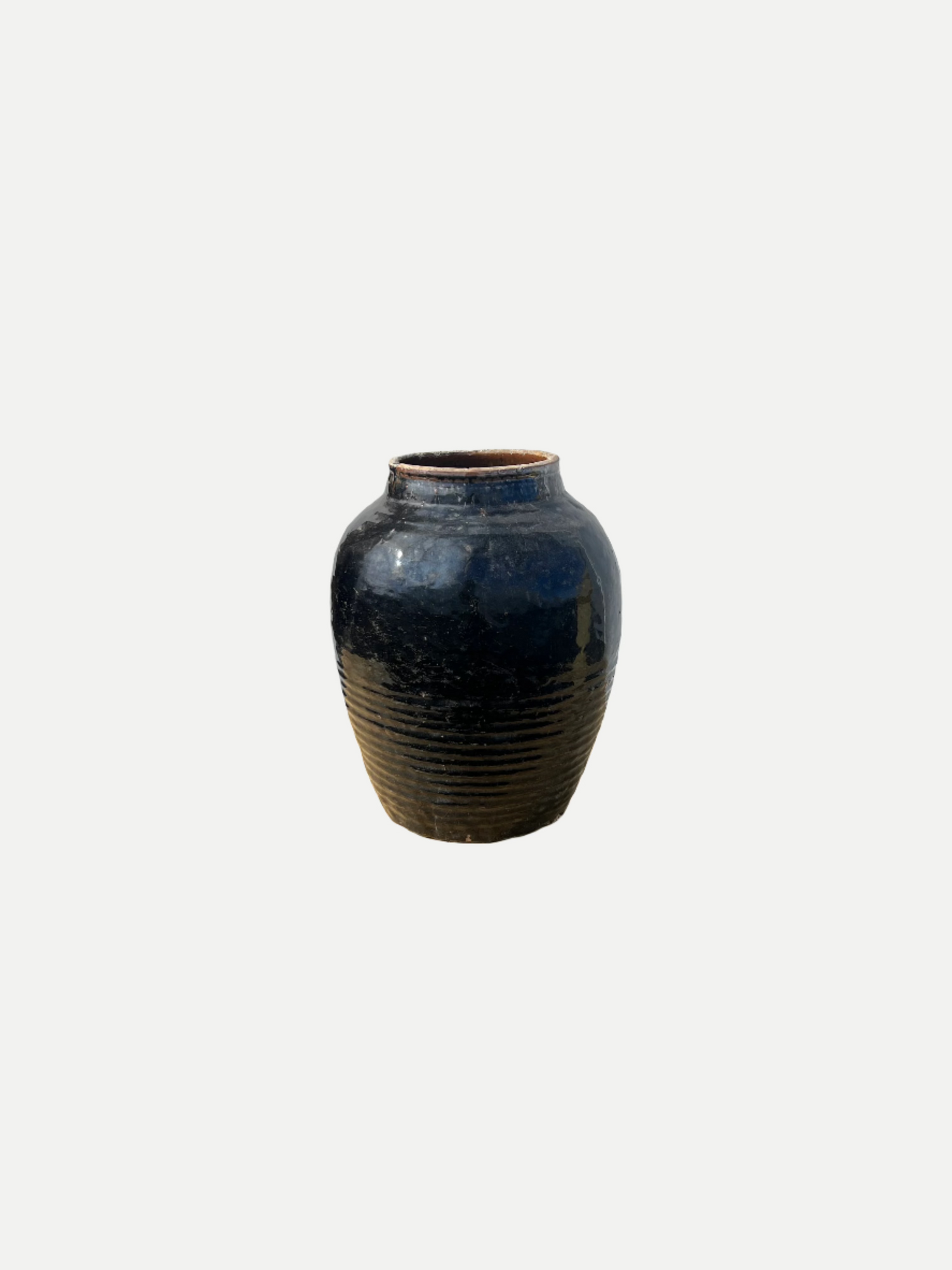 Black Glazed Ceramic Jar