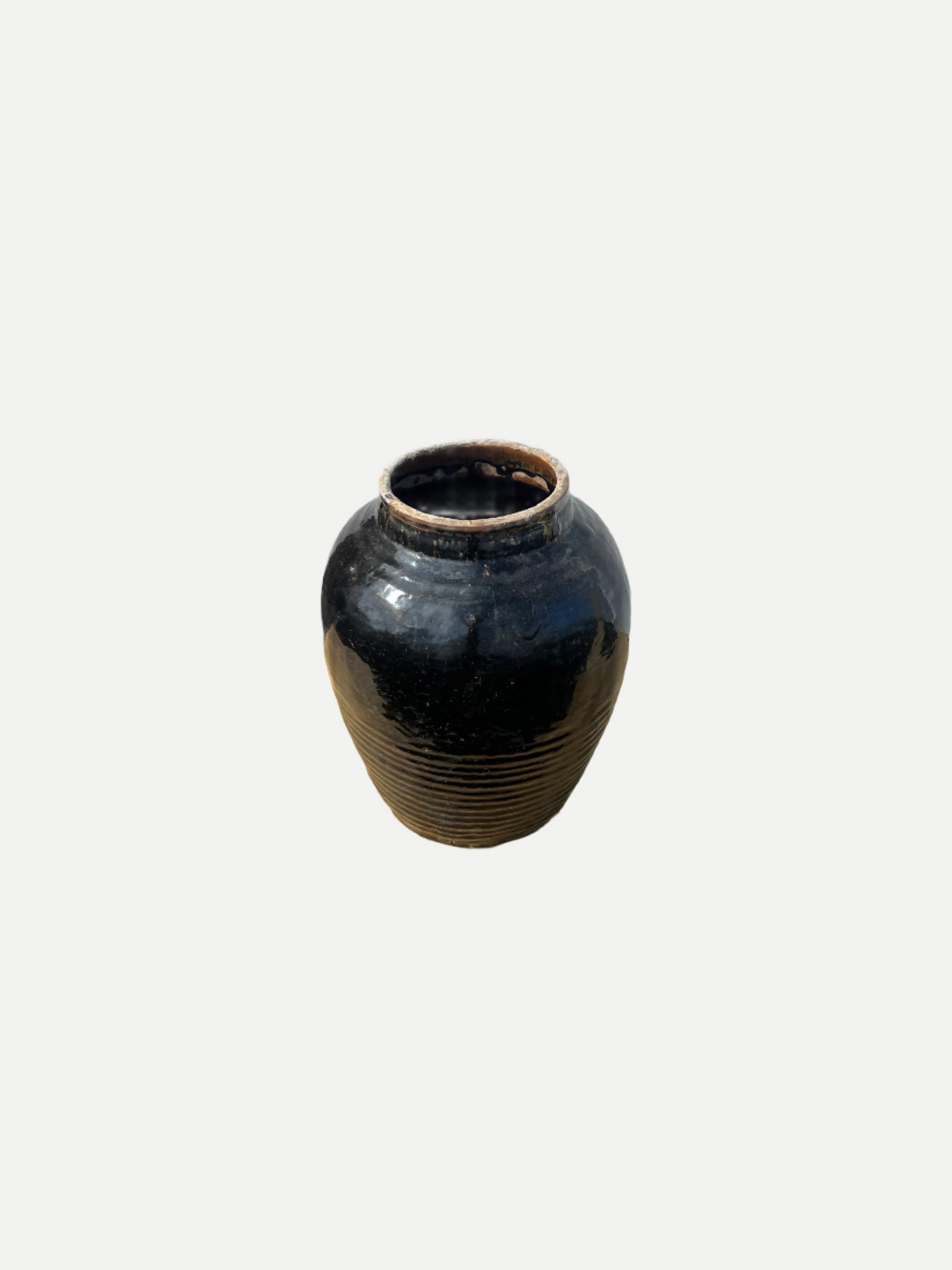 Black Glazed Ceramic Jar