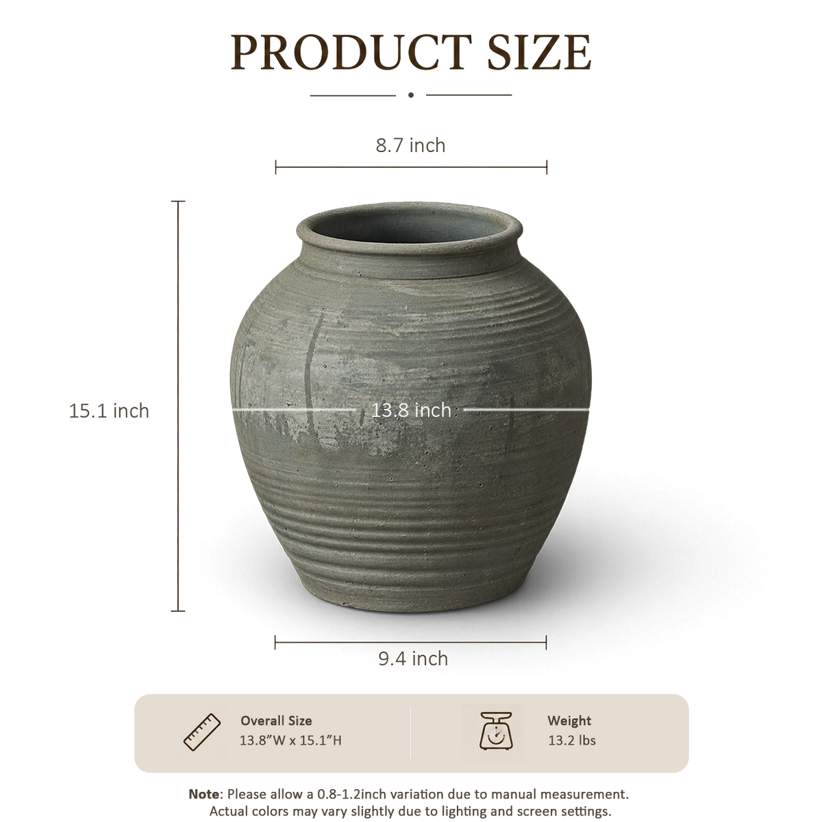 Sage Gray Ribbed Jar