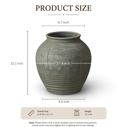 Sage Gray Ribbed Jar