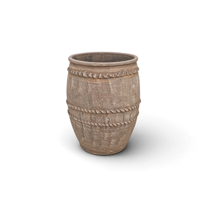 Taupe Carved Band Jar