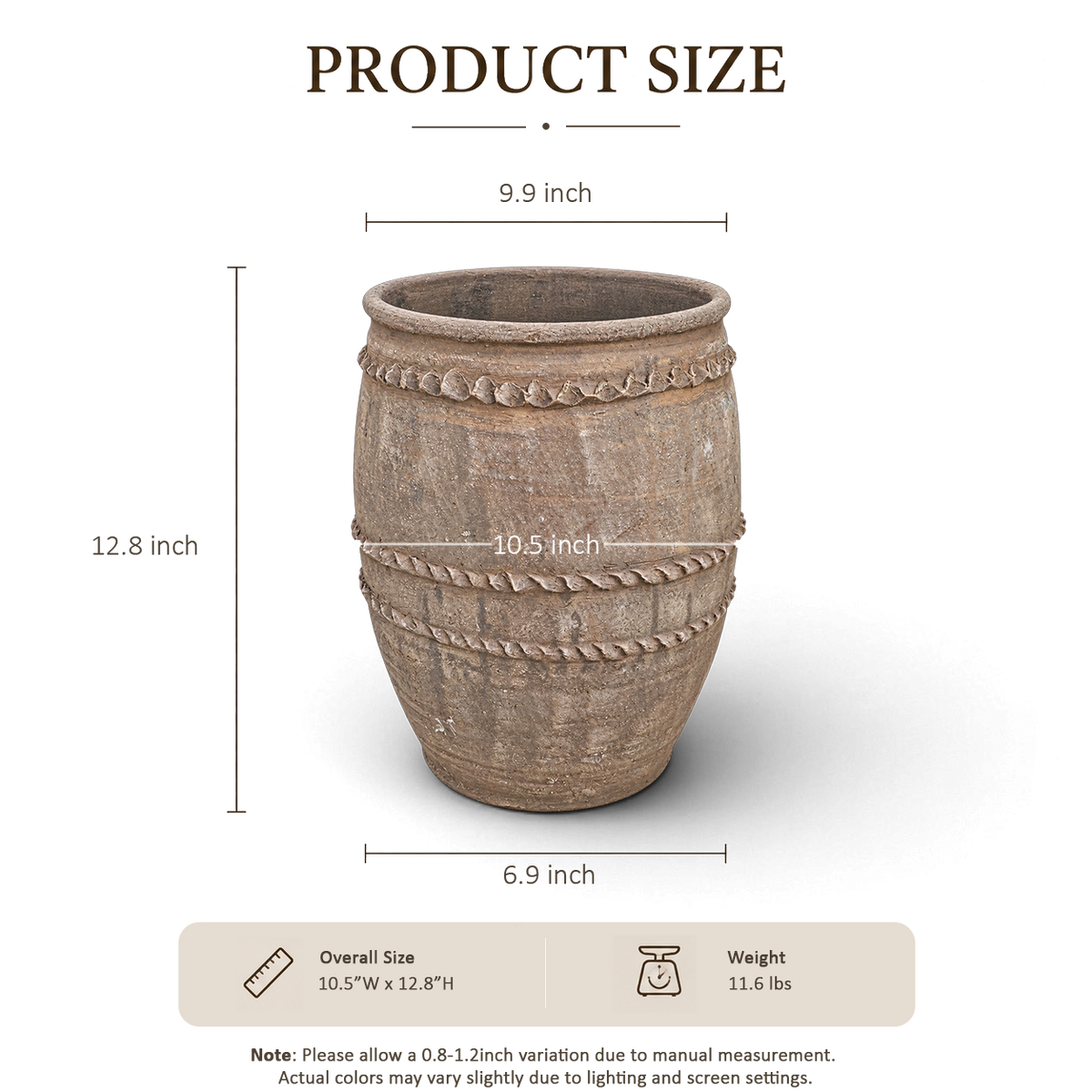 Taupe Carved Band Jar