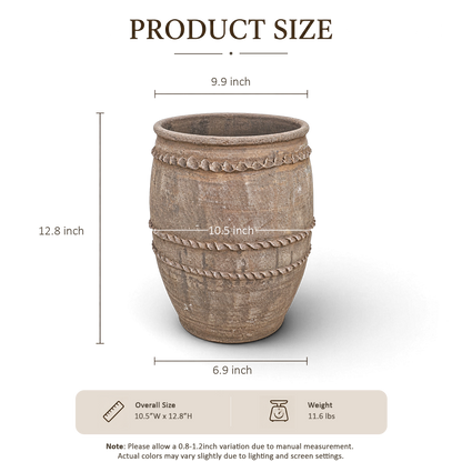 Taupe Carved Band Jar