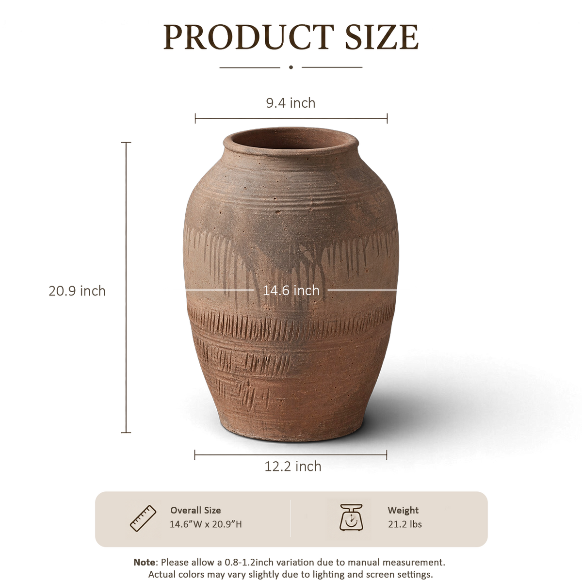 Terracotta Tapered Jar