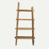 Wooden ladder shelf on a white background