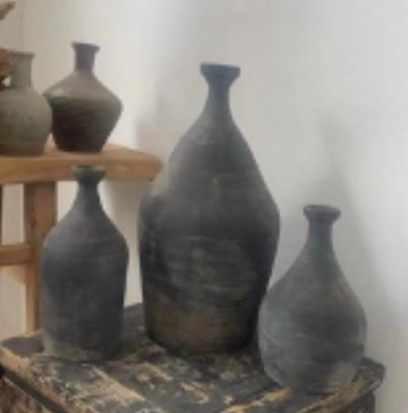 Handcrafted Black Clay Decorative Vases