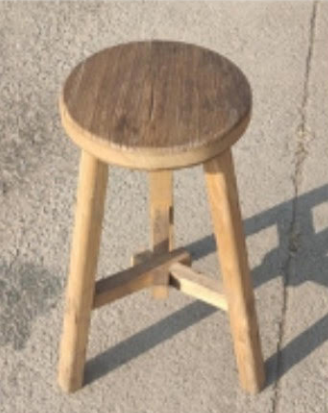 Country style round wooden stool