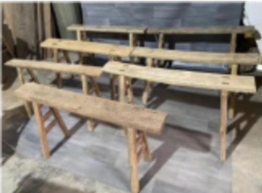 Country style wooden long bench