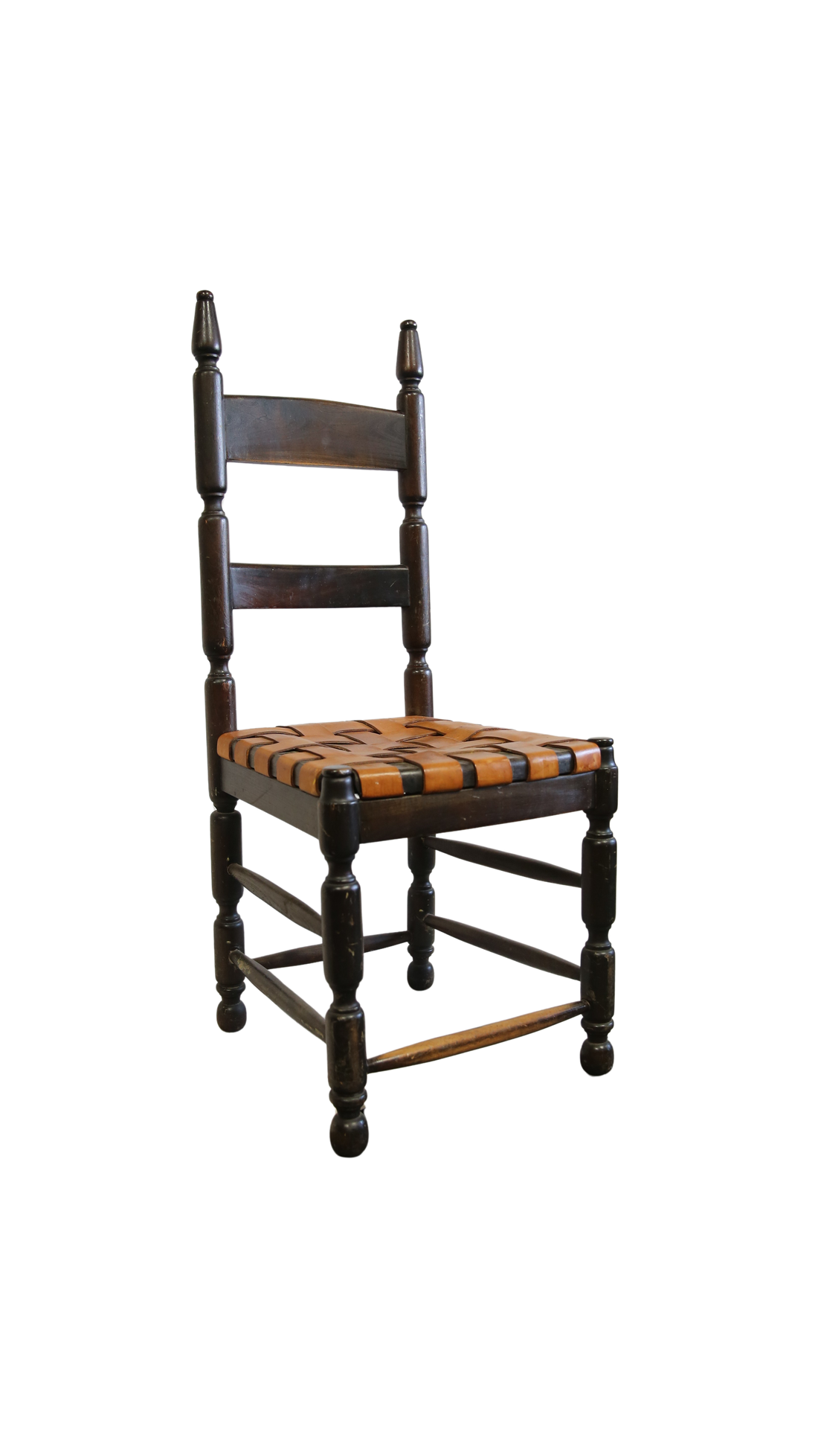 Wooden Chair with Woven Leather Seat