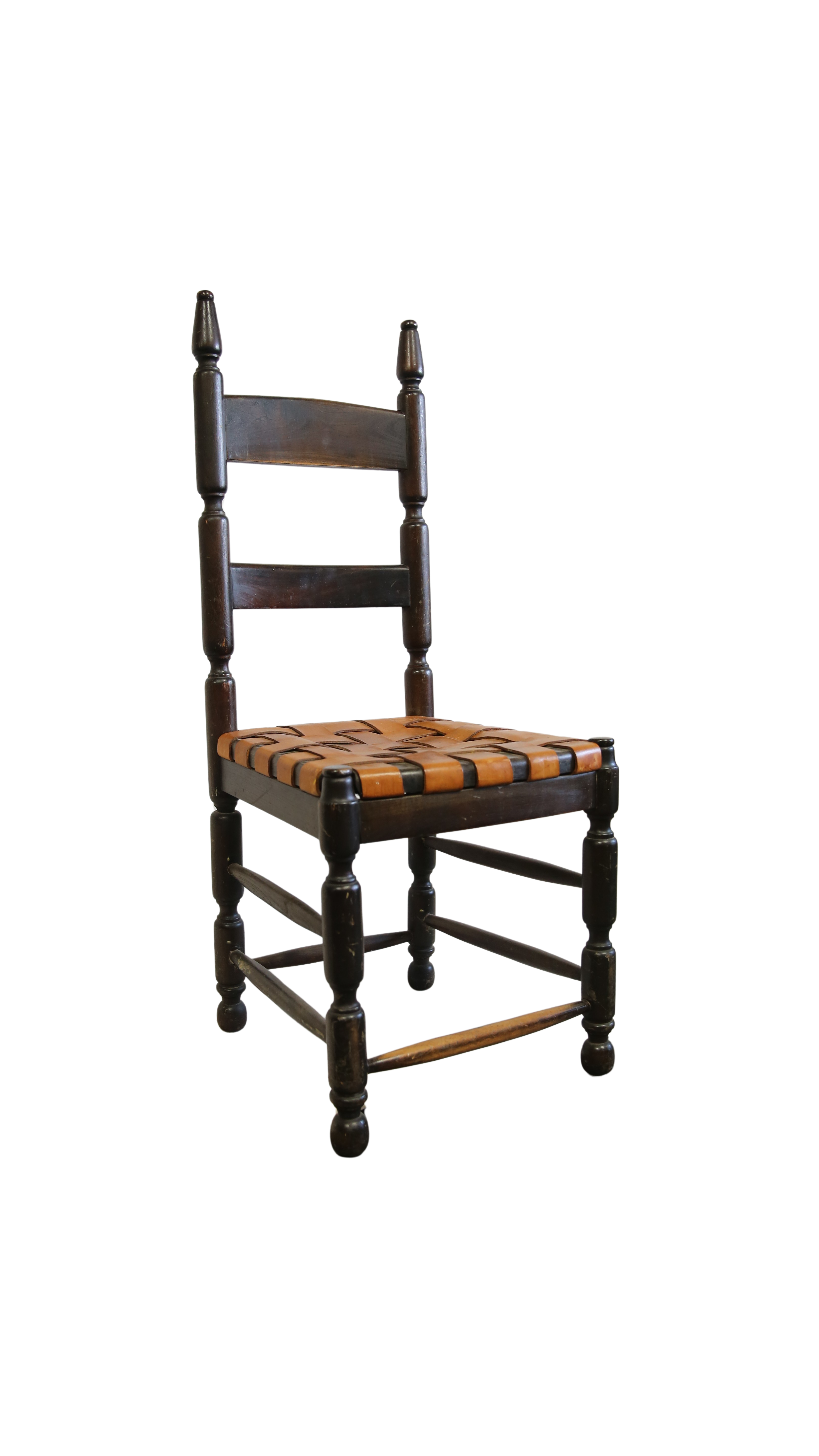 Wooden Chair with Woven Leather Seat