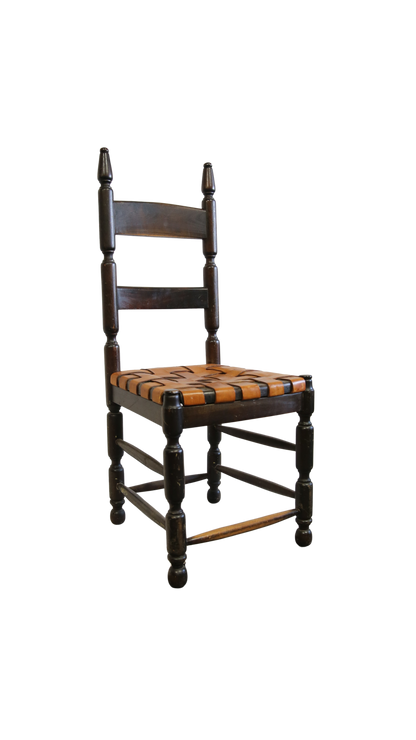 Wooden Chair with Woven Leather Seat