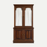 Wooden cabinet with glass doors on a white background